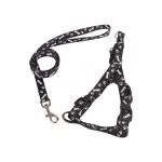 Postroj s vodítkem packy a kostičky černý 25 - 40 cm