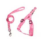 Postroj s vodítkem packy a kostičky růžový 25 - 40 cm